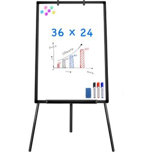 Easel Whiteboard - Magnetic Portable Dry Erase Easel Board 36 x 24 Tripod Whiteboard Height Adjustable Flipchart Easel Stand White Board for Office or Teaching at Home & Classroom (Black)