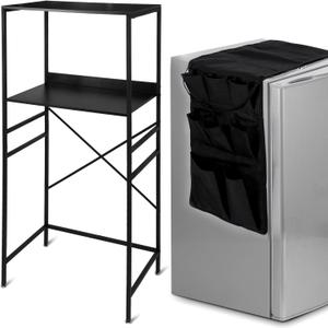 Weysat Dorm Essentials 1 Pcs Mini Fridge and Microwave Stand for Dorm 1 Pcs Mini Fridge Organizer Over the Refrigerator Storage Organizer for Home Office School Kitchen(Black), 53.1 x 23.6 x 15.7 inches