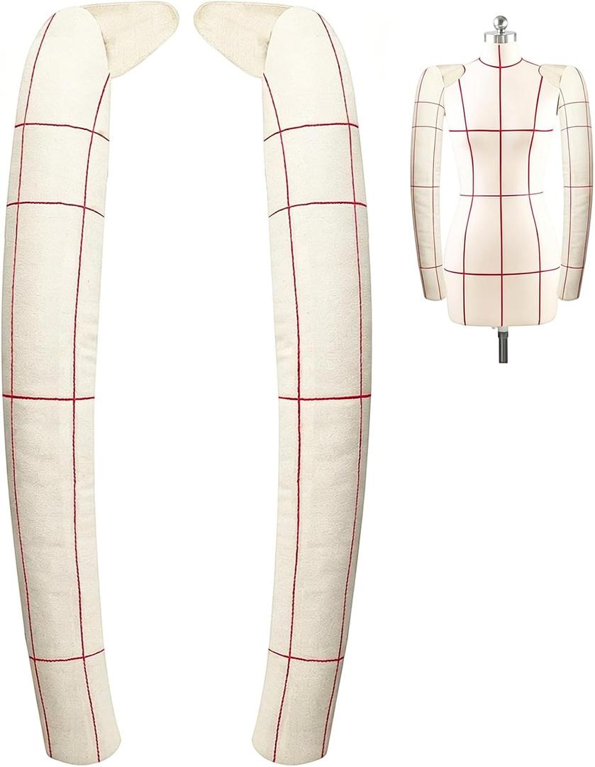 Mannequin Arms Bendable Cloth 1 Pair of 1:1 Adult Female for Sewing | Mannequin Arm Dressmaker Dummy's Cotton Draping Arms for Pattern Making Arm for Dress Form (60CM)