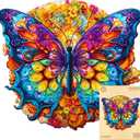 Wooden Puzzles for Adults, 300 Pieces Adult Puzzles, Unique Mandala Butterfly Puzzles Gifts for Cat Lover, Wooden Puzzle Games (L-15.7 * 14.1in)