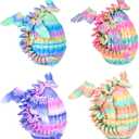 Mydhall 4PCS 3D Printed Dragon Eggs with Baby Dragon Inside Easter Basket Stuffers Christmas Tree Ornaments,Kids Toys & Gifts for Birthday,Home Decor (Candy Set)