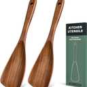 2Pcs Wooden Spatula Spoon, Multifunction Cooking Spoon for Nonstick Cookwares, Heat Resistant Acacia Wooden Spoon Spatula for Cooking, Mixing, Scooping, Scraping, BPA-Free, 11.6 x 2.8 Inch