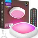 Rechargeable Shower Lights for Inside Shower, 12000mAh Motion Sensor Wireless RGB Ceiling Light with Remote No Wiring, Battery Operated Closet Lights Cordless LED Overhead Lighting for Bathroom (White)