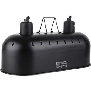 DXOPHIEX 15inch Dual Reptile Light Fixture, Max 150W Dual Reptile Heat Lamp with Separate Switches, Double Dome Lamp UVB Light Fixture for Bearded Dragon, Turtles, Snake and Lizard Terrarium