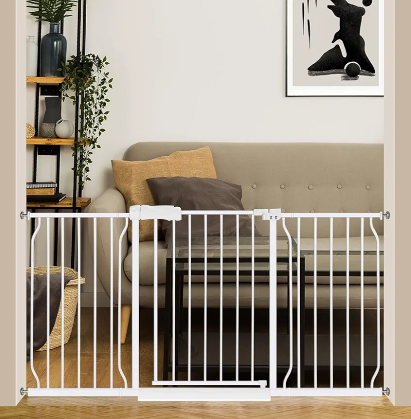 Extra Wide Baby Gate 57.5-62.2 Pressure Mounted,Child Dog Pet Safety Gates with Walk Through Door for