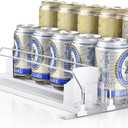 OTraki Drink Organizer for Fridge, 3 Rows Soda Can Drink Dispenser for Refrigerator Space-Saving Can Holders Dispenser with Automatic Pusher Glide and Adjustable Width, Hold up to 15 Cans, Clear