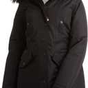 CANADA WEATHER GEAR Womens Long Puffer Coat - Heavyweight Wind Water Resistant Faux Fur Hood Parka Winter Jackets for Women (Medium, All Black)