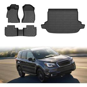 Mixsuper Forester Floor mats-Floor Mat & Cargo Liner for Subaru Forester 2014-2018,All Weather TPE Rubber Floor Liners Protection for Forester Accessories,Full Set Anti-Slip Car Mats,Black