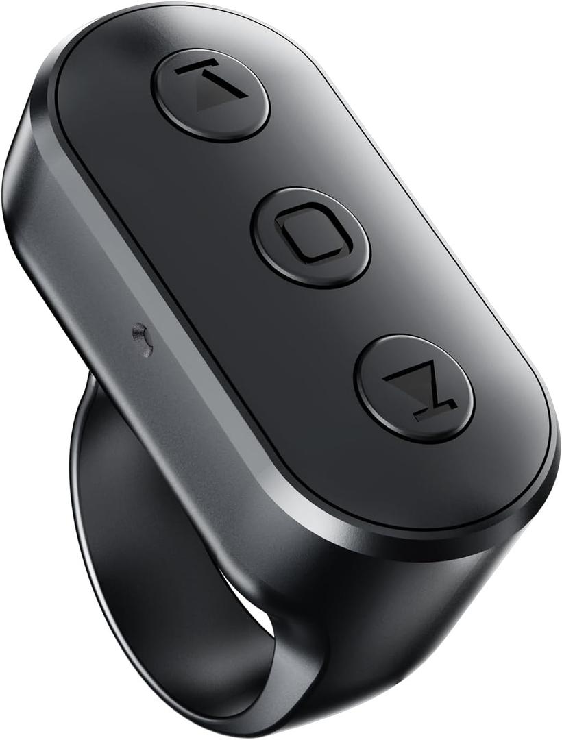 Wireless Ring Remote for iPhone Android Camera with Zoom. Phone Front/Rear Camera Flip Shutter, Must Have Selfie Accessories for Content Creator Tiktok YouTube Photo Video Recording (Black)
