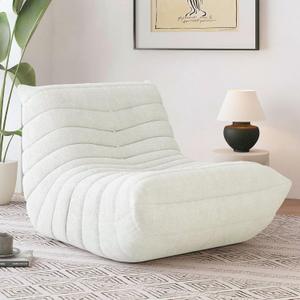 Gorgeous Lazy Floor Sofa for Adults, Luxurious Fireside Chair, Super Comfy Bean Bag Chair, Soft and Stylish Togo Sofa for Bedroom, Living Room and More, Off White