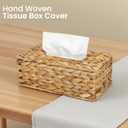 Water Hyacinth Rectangular Tissue Box Cover - Handwoven Natural Decorative Tissue Holder, Fits Standard Rectangular Tissue Boxes for Living Room, Bedroom, Bathroom, Sustainable Home Decor