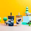 Zak Designs Kelso Toddler Cups For Travel or At Home, 15oz 2-Pack Durable Plastic Sippy Cups With Leak-Proof Design is Perfect For Kids (DinoRoar, Zaksaurus)