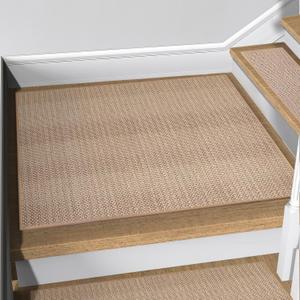 Stair Landing Rug for Wooden Steps, Stair Mats Non Slip Indoor with Self-Adhesive Stair Treads Landing Mat for Kids Elders and Pets(1Pcs, Beige, 31" * 31")