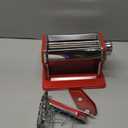 Stainless Steel Manual Pasta Maker Machine | With Adjustable Thickness Settings | Perfect for Professional Homemade Spaghetti and Fettuccini | Includes Removable Handle and Clamp (Red)