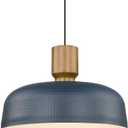 Darkaway Oversized Industrial Pendant Light Fixtures with Hammered Metal Shade, 18.1inch Blue Large Pendant Lighting for Kitchen Island Hanging Lamp Adjustable Height