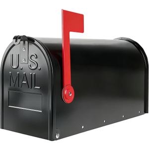 Black Galvanized Steel Post-Mount Mailbox, 19 x 8.7 x 6.7 inches, Standard Mail Box,Medium Capacity,Mailboxes for Outside Post Mount