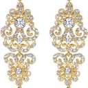 Gold/Silver Rhinestone Chandelier Wedding Bridal Dangle Earrings