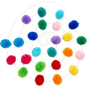 Blue Panda Colorful Wool Pom Pom Garland - 10 Feet, 24 Balls in 5 Colors, Rainbow Pom Pom Garland for Rainbow Birthday Decorations, Party, Nursery, Home Decor