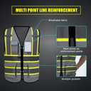 AYKRM Security Vest for Men Women 7 Pockets High Visibility Reflective Safety Vest Front Zipper Meets ANSI/ISEA (Gray, XXXL)