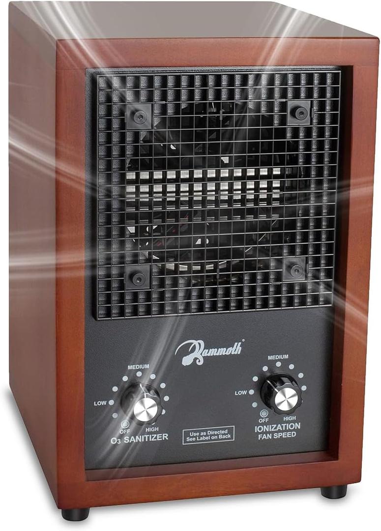 Mammoth Ion and Ozone Generator 3000 mg/hour, Adjustable up to 3,500 SqFt Ionizer & Deodorizer Ozone Odor Eliminator- Ozone Machine Wooden Design Ideal for Dust, Pollen, Pets & Smoke Smell