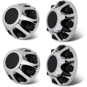 LEAPTREND 4pcs Chrome Dually Wheel Center Caps 8 Lugs Fit for 2011-2026 Chevrolet/Chevy Silverado 3500HD GMC Sierra 3500HD, Rim Hub Cover with Dual Rear Wheels (2 Front & 2 Rear), 8.9 inches