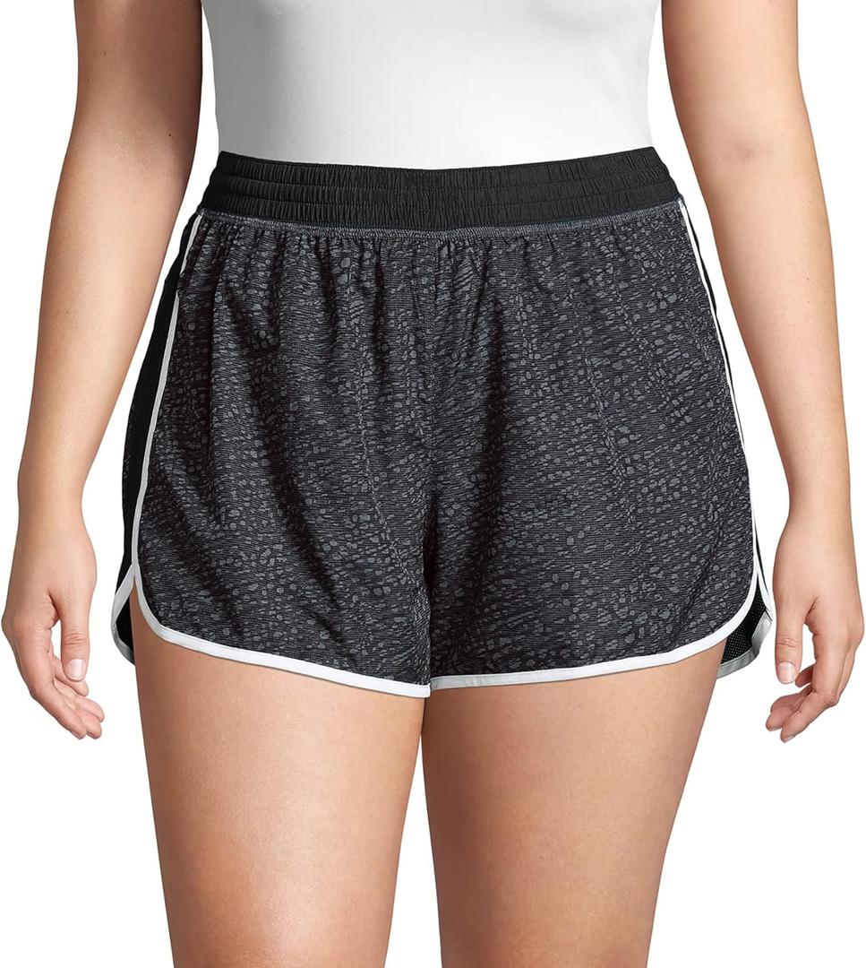 Just My Size Women's Active Plus-Size Woven Running Shorts, Moisture-Wicking Shorts, 4" (1X, Spot on Grey)