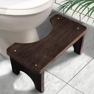 AZEN Wood Toilet Stool Squat Adult, Poop Stool for Bathroom Adults, Portable Toilet Potty Stools for Adults, 7 Inch Height (Black (1 Pack))