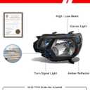 Headlight Assembly Pair for 2012-2015 Toyota Tacoma Black Housing Amber Reflector Left Right W/O Bulbs