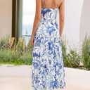 ZESICA Women's Summer Floral Sleeveless Maxi Dress 2026 Boho Mesh Spaghetti Strap Flowy Beach Wedding Guest Long Dresses, M