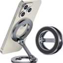 Itramax Magnetic Ring Phone Holder for iPhone 16,Double Ring Adjustable Cell Phone Stand,Magnetic Phone Holder 360 Rotation Portable Mount for iPhone 15 14 13 12 Pro Max,Mag/Safe Case,Gym,Golf Cart (Grey)