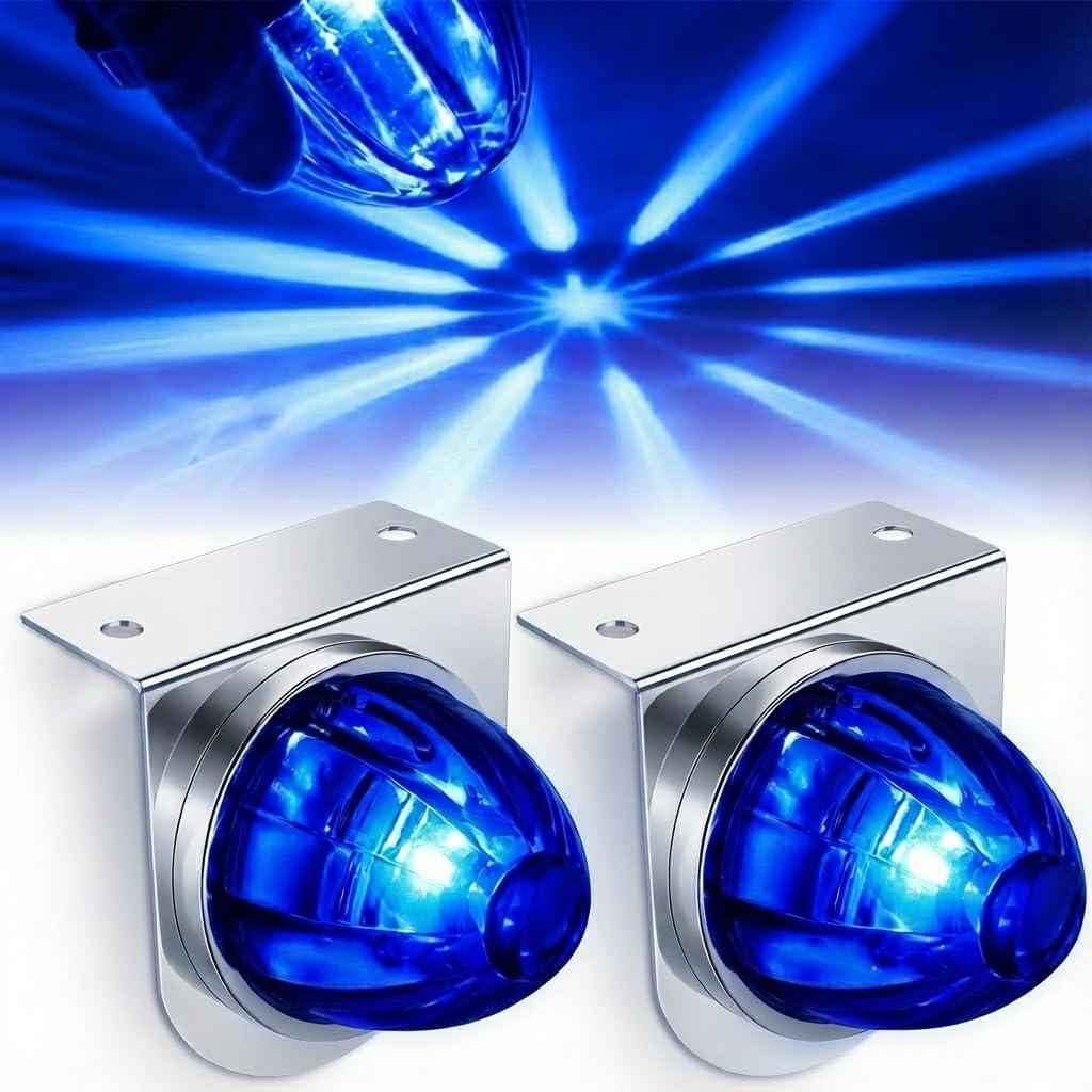 2PCS LED Star Watermelon Marker Lights with BracketsLED Watermelon Light Side Markering Lamp Indicator, Outline Water Melon Side Marker for Semi Truck (Blue)