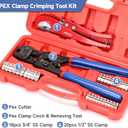 iCrimp Ratchet PEX Cinch Tool with Removing Function for 3/8-in, 1/2-in, 3/4-in, 1-in Stainless Steel Clamp, PEX Crimper with 20PCS 1/2-in, 10PCS 3/4-in PEX Clamps and Pipe Cutter- All in One