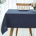 maxmill Linen Textured Rectangular Tablecloth Water Resistant Wrinkle Free Spillproof Stain Proof Table Cloth for Dining Room Decoration, Banquet Party Wedding Holiday Dinner, 60 x 84 Inch Navy Blue