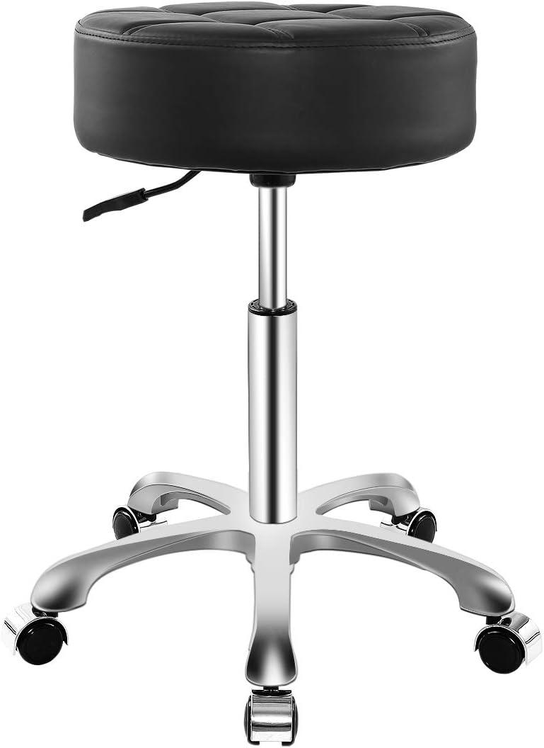 Rolling Adjustable Stool for Work Medical Tattoo Salon Office,Heavy Duty Esthetician Hydraulic Chair Stool with Wheels (Black)