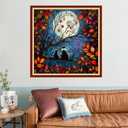 Joyhoor Stamped Cross Stitch Kits for Beginners, Needlepoint Kits for Adults, 11CT Counted Embroidery Kits-Cats Admiring The Moon 18x18 inchs (Artstyle07)