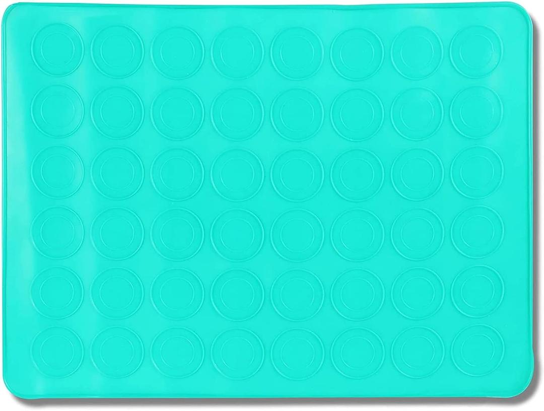 Macaron Baking Tray Silicone Mat, 48 Grids (Teal, 15 x 11 Inches, 1 Pack)