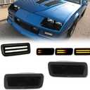GTINTHEBOX for 1985 1986 1987 1988 1989 1990 1991 1992 Chevy Camaro Front Bumper Turn Signal Daytime Running Light Smoked Lens Switchback White & Amber LED Lamp