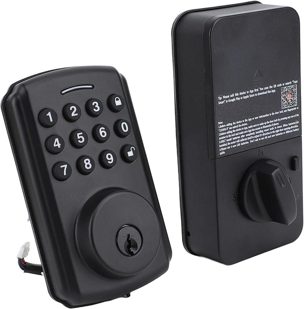 Keyless Entry Door Lock, Codes Key APP Control IP54 Door Keypad Lock, Multifunctional Home Security Lock Electronic Keyless Entry Lock for Apartment Short Term Rental Front Door