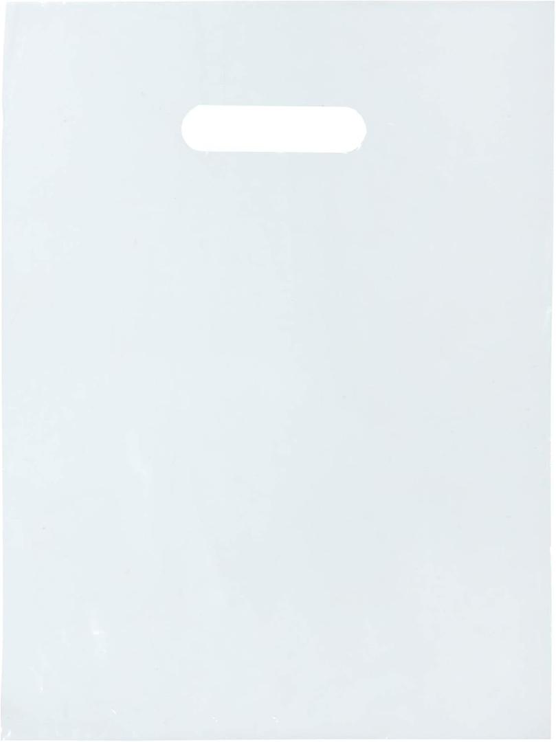 100 Clear Plastic Bags with Handles - 12"x15" Glossy Retail Shopping Bags for Small Business, Boutique, Gift and Trade Show