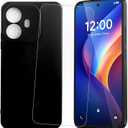 Phone Case for TCL K70 4G with Screen Protector [6.80 Inch] - Shockproof Bumper Protection, Anti-Scratch Protective Cover, Black