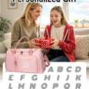Elilier Duffel Bag for Girls Women, Birthday Gifts for Girls Kid Teen Adult, Initial Sport Duffel Bag for Travel, Gym, Dance, Weekender, Overnight, with Shoe Compartment & Water Resistant