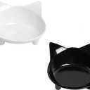 Skrtuan Pet Cat Bowl Dog Food Bowl  Non-Slip, Wide & Shallow Pet Dish for Whisker Fatigue Relief, Safe for Puppies & Rabbits (Black+White)