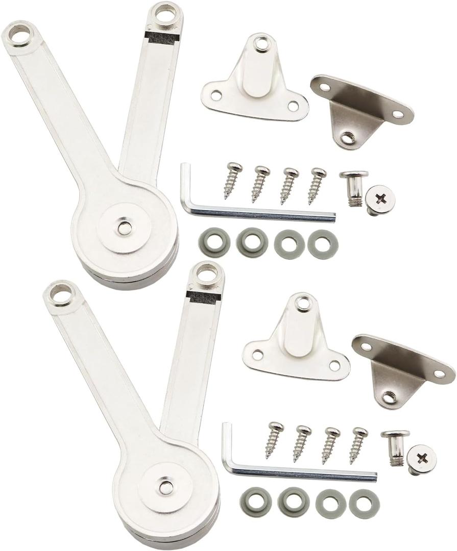 2PCS 8 Inch Length Heavy Duty Silver Lid Zinc Alloy Support Hinges Toy Box Hinge Wardrobe Support Cabinet Hinge Suitable for Wardrobe and Wardrobe Cover