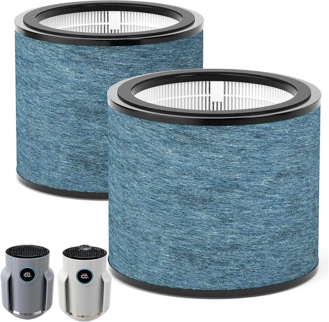 Leemone 2 Pack HP070 Replacement Filter Compatible with Shark HP072/ HP071BRN Air Purifier, H13 True HEPA & Activated Carbon Blue