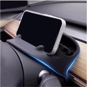 OLizee 2 in 1 Steering Wheel Organizer Tray for Tesla Model 3/Y Car Dashboard Phone Stand Anti-Slip Silicone Storage Tray for Cell Phone Keychains Sun Glasses