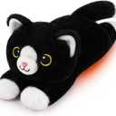 Microwavable Heating Pad Stuffed Animal for Period Cramps-Weighted Cat Plush,1lb Heatable & Coolable Cat Stuffed Animals,Kawaii Black Cats Plush Toy Birthday&Valentines Gifts for Adult