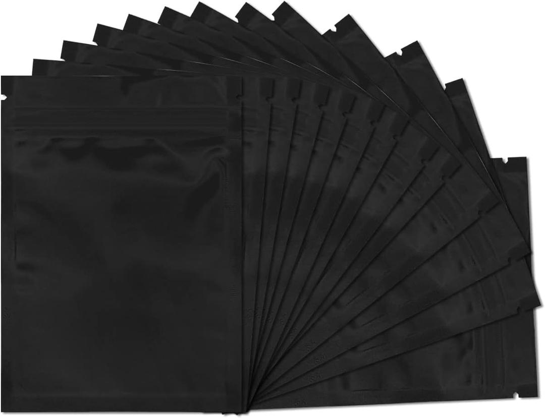 100 Pack Smell Proof Bags 3 x 4 Inch Resealable Mylar Bags Foil Pouch Flat Bag with Clear Window Black