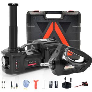 E-HEELP Electric Car Jack Kit 5Ton 12V Hydraulic Car Jack Lift (Lifting Range: 6.1~17.7 inch) with Electric Impact Wrench for SUV MPV Sedan Truck Change Tires Garage Repair