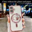 for iPhone 16 Case, Glitter Clear Cute Paw Love Heart, Compatible with MagSafe, Strong Magnetic Full Camera Lens Protection Cover, Soft Slim Bling Phone Case 6.1" - Pink