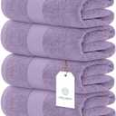 White Classic Luxury Bath Towels Set of 4 Large - 700 GSM Cotton Ultra Soft Bath Towels 27x54 | Highly Absorbent and Quick Dry | Hotel Towels for Bathroom Luxury, Plush Shower Towels, Lavender